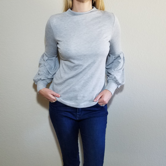 ANN TAYLOR NWOT GRAY LONG SLEEVE TOP SMALL - Picture 6 of 6